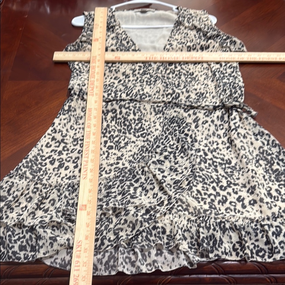 All Saints Priya patch animal print Ruffled Wrap Mini Dress Sz small S - Picture 10 of 12